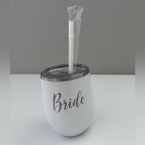 White Bride Tumbler with Straw and Lid - NWT